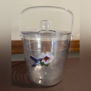 Vintage Tervis Insulated Ice Buck & Lid Discontinued Hummingbird Patch Pattern